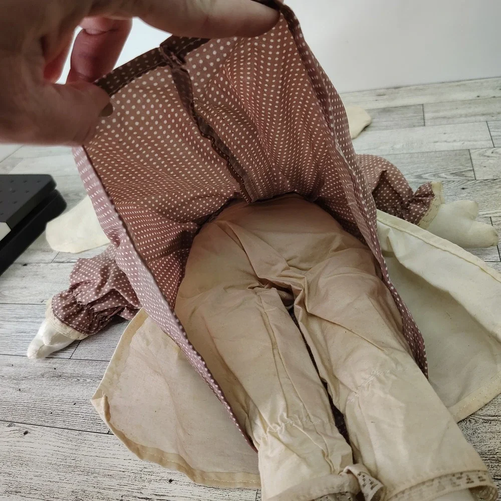 Vtg Country Style‎ Fabric Bunny Rabbit Muslin Doll 17" Tall Decor Cottagecore - Picture 10 of 14